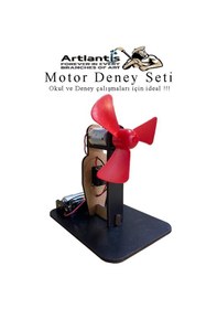Resim Pervane Motor Deney Seti 1 Paket Dc Motor Anahtar Pil Yatağı Pervane Pil İletken Kablo Okul Deney Seti 