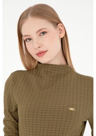 Resim U.S. Polo Assn. Kadın Haki Dik Yaka Sweatshırt 50292421-VR027 