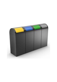 Resim Paslanmaz Metal Geri Dönüşüm Kutusu 4'lü Sıfır Atık Kutusu Çöp N11.201 