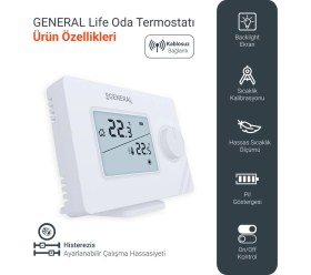 Resim General Life Mitra HT250 Rf Kablosuz Dijital Oda Termostatı 