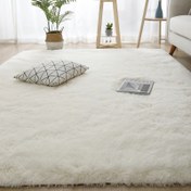 Resim 1 adet Lüks Yumuşak Peluş Sahte Kürk Alan Halısı, Dikdörtgen Kaymaz Örgü Polyester Halı, Makineden Yapılmış Kalın Sıcak Kabarık Mat, Yatak Odası ve Oturma Odası için, Elde Yıkanabilir 