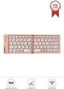 Resim Torima TK-08 Pembe Kablosuz Katlanabilir Şarjlı Taşınabilir Mini Bluetooth Klavye 
