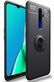 Resim Fibaks Oppo A5 2020 Kılıf Yüzüklü Standlı Tam Koruma Silikon 