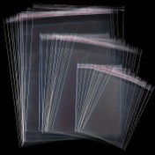 Resim 100 Adet Şeffaf Kendinden Yapışkanlı Polietilen Torba Seti, Yeniden Kapanabilir OPP Ambalaj Poşetleri, Baskılı Eşyaları ve Kartları Korumak İçin Tasarlanmıştır. 