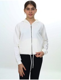 Resim Toontoy Kız Çocuk Kapüşonlu Hırka Ekru 