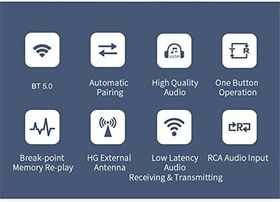 Resim T-R22 BT5.0 Ses Alıcı Verici 2-in-1 Kablosuz 3.5mm Ses Adaptörü TV için USB RCA AUX Girişi Araba Stereo Hoparlör Kulaklık caixu 