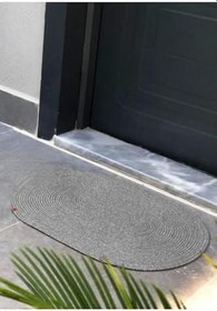 Resim Hasır, Jüt Desenli Modern Iç Ve Dış Kapı Önü Paspası, Balkon Paspası, Banyo Paspası/Hediyelik. Gri 80 x 150 