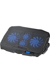 Resim Mcreative Tornado 4x Turbo LED Fan - Ayarlabilir Fan Hızı & 6 Farklı Stand Yükseklik Kademesi - 2 USB Portlu - Metal Mesh Zemin - LCD Ekranlı Notebook Soğutucu - Siyah (9"-17" Boyut Destekli) 