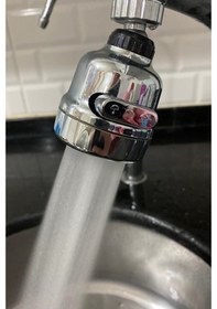 Resim Krom 3 Fonksiyonlu Mutfak Lavabo Başlığı 360 Derece Döner Musluk Ucu Gri 