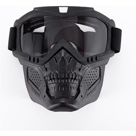 Resim Tangshopping Kafatası Ağız Maskesi Motosiklet Arazi Aynası Kask Gözlük Şeffaf Film 