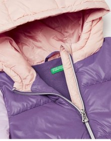 Resim United Colors Of Benetton Kız Bebek Mor Logo İşlemeli Kapüşonlu Mont Mor 