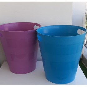 Resim Poliwork Plastik Çöp Kovası Ev/ofis Mavi Ve Pembe Renk 12,5 Lt 2 Adet 