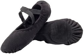 Resim Hanımlar Bale Tabanı Bilek Yetişkin Yoga Ayakkabıları Ayakkabı Tabanı Dans Uygulama Ayakkabısı Bayan Dans Ayakkabısı Black Deri 