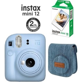 Resim Fujifilm Instax Mini 12 Mor Fotoğraf Makinesi 10'lu Film ve Jean Çantalı Hediye Seti 66 