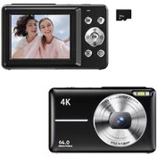 Resim Teltree Siyah Dijital Fotoğraf Makinesi 4k/30fps 64mp 2.4" Ekran 18x Zoom Fotoğraf-video Çekimi 32gb Hafıza Kartı Dahil Pil Dahil 