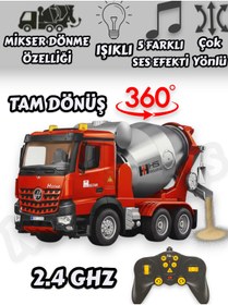 Resim YILDIRIM OYUNCAK Uzaktan Kumandalı 360° Hazneli Şarjlı Işıklı 5 Farklı Ses Efekti Full Fonksiyonlu İş Makinesi Mikser 