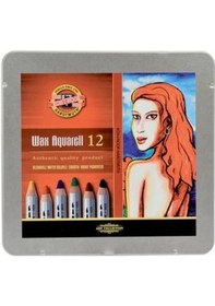 Resim Koh-i Noor Wax Aquarell Balmumu Kalın Boya Kalemi 12 Renk Metal K 