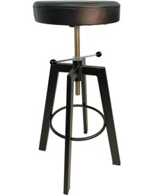 Resim İREM Helen Bar Sandalyesi Bar Taburesi Siyah Deri Oturak 