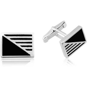 Resim Inure Jewelry ​Gümüş Dikdörtgen Klasik Kol Düğmesi 