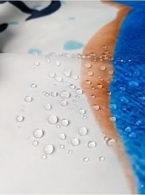 Resim Tropik Home Banyo Duş Perdesi Sevimli Köpek Desen Dijital Baskılı Banyo Perdesi, Tek Kanat C Halkalı-180x200 Cm 