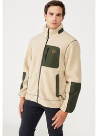 Resim Regular Fit Normal Kesim Dik Yaka Ekru Sherpa Ceket W232218104 Ecru 