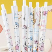 Resim Sanrio Hello Kitty Stainless Steel Gel Pen, 0.7Mm Black Ink, Quick-Drying, Smooth Writing, Cute Retractable Pen Set for Students. 