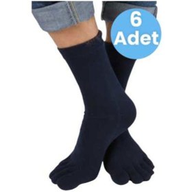 Resim Tezzgelsin 6'lı Bambu Çorabı Parmak Çorap 36-44 Numara Lacivert 