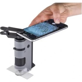 Resim MP-250 Microflip 100-250X LED Işıklı Cep Mikroskobu Akıllı Telefon Digiscoping Adaptör Klipsli, Gri 