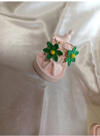 Resim Jewelry Yeşil Çiçek Küpe Çok Renkli 