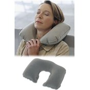 Resim Seyahat Tipi Ortopedik Araç Boyun Uyku Yastığı Gri 