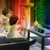 Resim Decisive Rgb Dijital Alarmlı Saat Saat Renkli LED Ekran Modern Masaüstü Saat Uyandırma Çalar Saat Ev Dekorasyon Için Siyah (Yurt Dışından) 