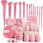 Resim 20/33 Pembe Makyaj Seti, Tam Makyaj Fırça Seti, Büyük Set Yumuşak Fırça, Güzellik Karıştırıcı, Puf, vb. İçerir, Tüm Güzellik İhtiyaçlarınızı Karşılar, Doğum Günü Noel Yeni Yıl Güzellik hediyesi 