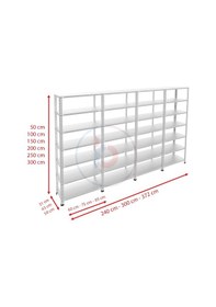 Resim Raf Burada 7 Katlı 4'lü Galvaniz Çelik Raf - Depo, Arşiv, Kiler, Dosya, Market Rafı-43x75 cm-150 cm-0.70 mm 