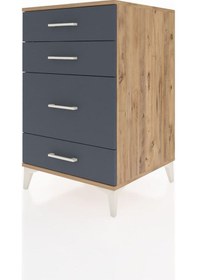 Resim Kronos Komodin 4 Çekmeceli 60x59x96 Çam-antrasit Atlas Çam 