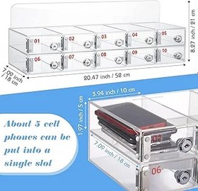 Resim Sınıf 60 Yuvaları için Cep Telefonu Soyunma Kutusu Duvara Monte Telefon Depolama Kapı Kilitleri ve Tuşları ile Okul Kullanımı için Kolay Kurulum 