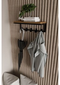 Resim Aju Modern Portmanto Duvar Tipi Askılık Ve Raf Ceket Şemsiye Çanta Havlu Elbise Posta Askısı Ceviz 