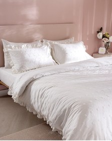 Resim Madame Coco Saule Çift Kişilik %100 Pamuk Brodeli Nevresim Takımı - Beyaz 8684427222034 Beyaz 