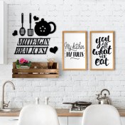 Resim BK Gift Dekoratif Doğal Ahşap Raf Mutfak Konseptli 2’li Ahşap Tablo ve Duvar Süsü-3 