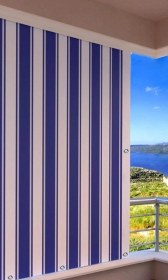 Resim Ceylan Home Balkon Perdesi Kuş Gözü Ölçü Seçenekli Mavi Beyaz Çizgili Mavi 