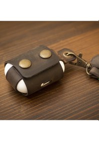 Resim Apple Uyumlu AirPods Pro Deri Kılıf - El Yapımı & Gerçek Deri - Kestane 