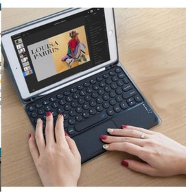 Resim Tüm Cihazlara Uyumlu Touchpad Akıllı Dokunmatik Ekranlı Kablosuz Bluetooth Klavye Yeşil 