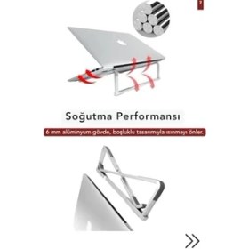 Resim Storemax Verimly Ultra Hafif Katlanabilir Laptop Standı Yükseltici Stand Tüm Modellerle Uyumlu Metal 