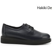 Resim Gönderi R Lacivert Antik Bağcıklı Dolgu Taban Hakiki Deri Ayakkabı Lacivert 