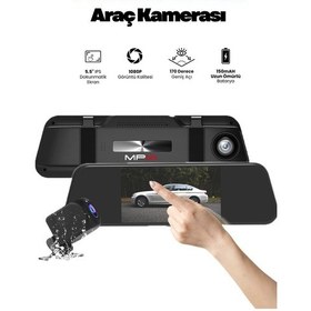 Resim 5.5" Ips Ekran Ön Fhd Arka Hd 5mp Tf Kartlı Araç İçi Çift Lens Araç Kamerası 