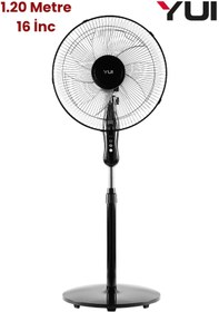 Resim Yui F49 Siyah 16 Inç 50W 4 Kademe 5 Pervane Döner Başlıklı Vantilatör 