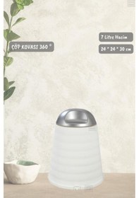 Resim Çöp Kovası Bas-çek Kapaklı Çöp Kutusu Banyo Çöp Kovası Beyaz 7 Litre Beyaz 