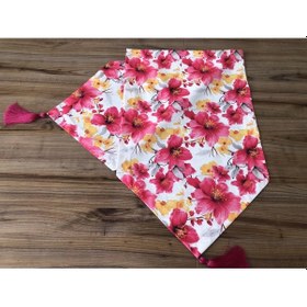 Resim Fuşya Sarı Büyük Çiçek Desenli Runner Çok Renkli 