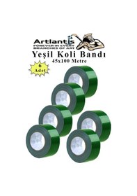 Resim Yeşil Koli Bantı 100 Metre 6 Adet 45mm X 100 Metre Renkli Koli Bandı Extra Güçlü Formül Akrilik Koli Bandı 6 