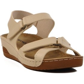 Resim Bej Kadın Dolgu Topuk Sandalet 02-380 Z Bej 
