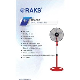 Resim Raks Sf 16 Eco Kırmızı Salınım Özellikli Ayaklı Vantilatör 50w 